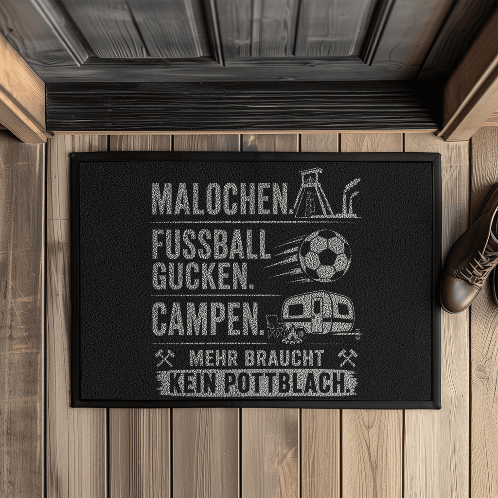 Fußmatte mit Gummirand MALOCHEN, FUSSBALL GUCKEN, CAMPEN