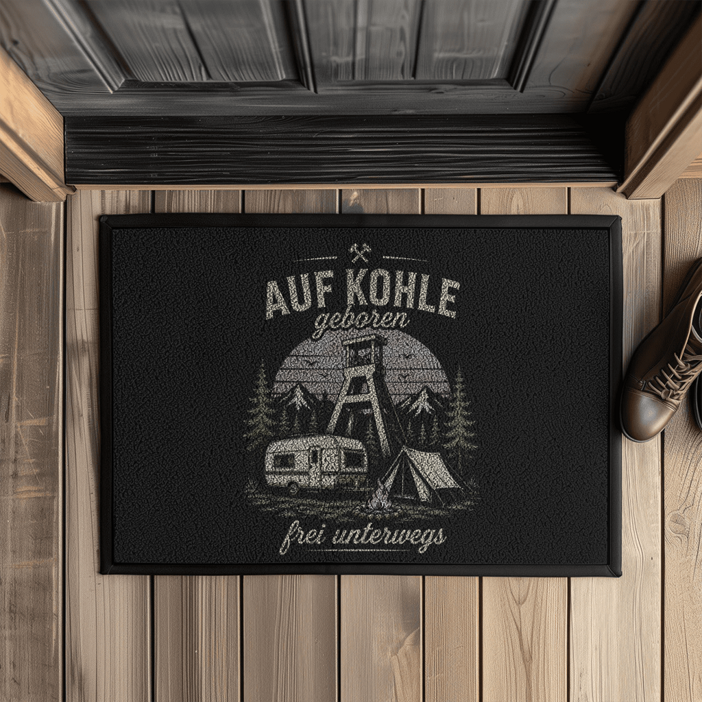 Fußmatte mit Gummirand AUF KOHLE GEBOREN