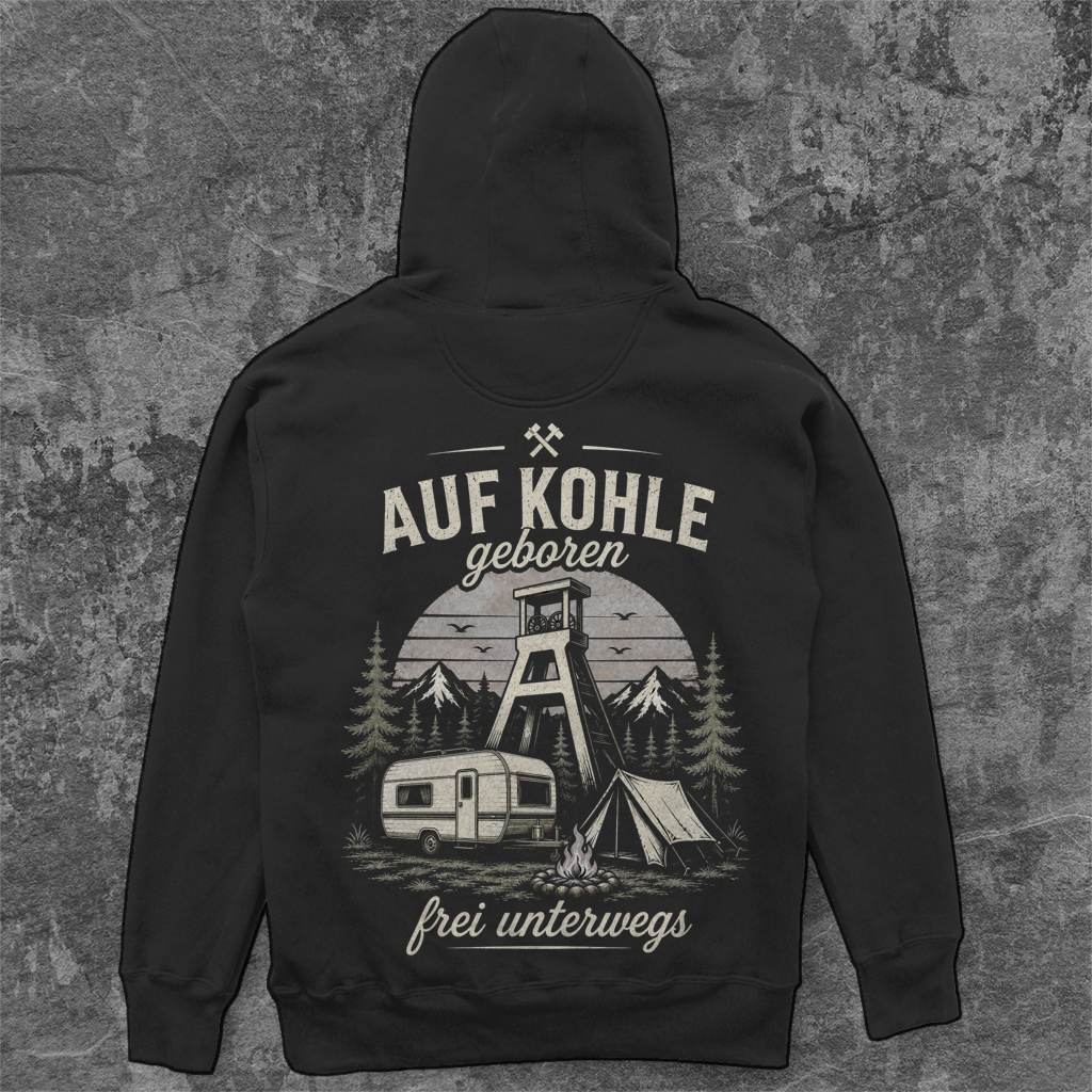 AUF KOHLE GEBOREN RUHRPOTT CAMPER Unisex Oversize Hoodie Pottfrei