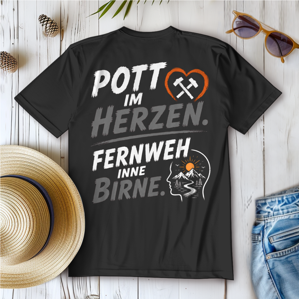 POTT IM HERZEN. FERNWEH INNE BIRNE Camping T-Shirt - Damen T-Shirt POTTFREI