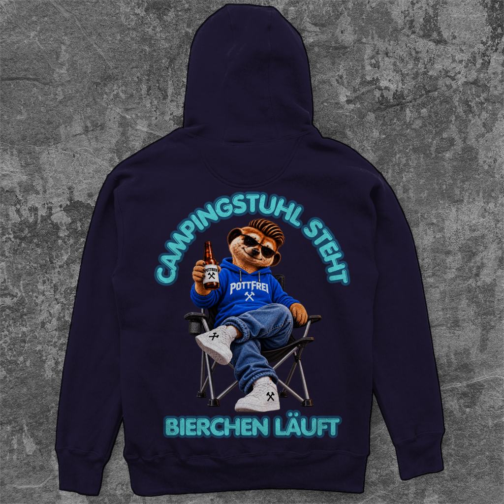 CAMPINGSTUHL STEHT - BIERCHEN LÄUFT - Camping Unisex Hoodie