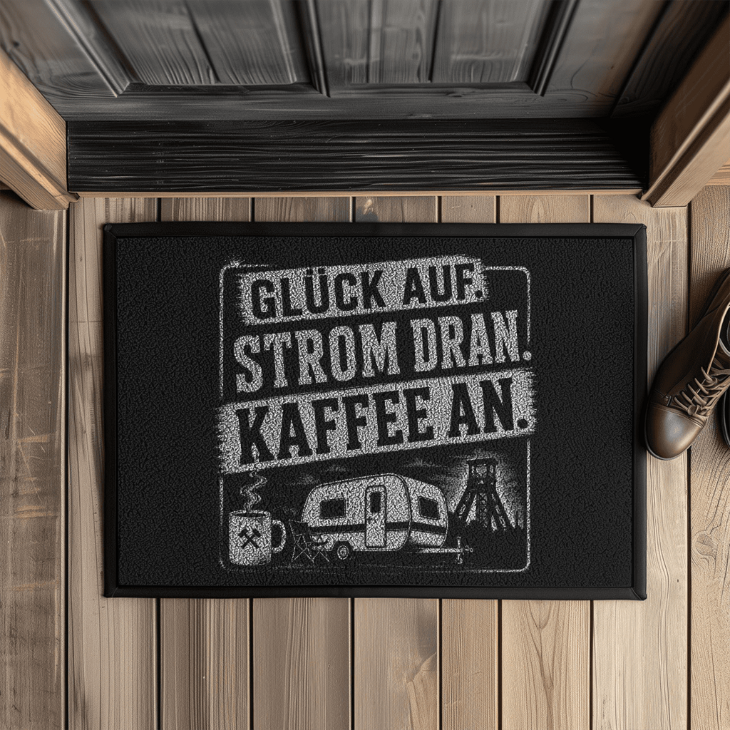 Fußmatte mit Gummirand GLÜCK AUF. STROM DRAN