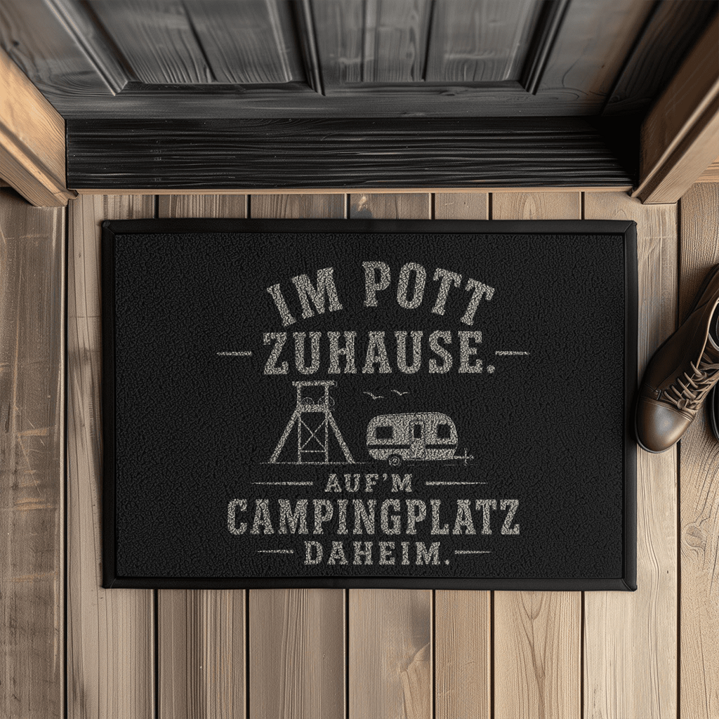 Fußmatte mit Gummirand IM POTT ZUHAUSE RUHRPOTTCAMPER POTTFREI