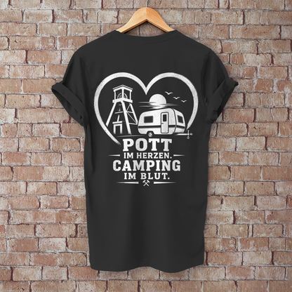Herren T-Shirt, POTT IM HERZEN. CAMPING IM BLUT