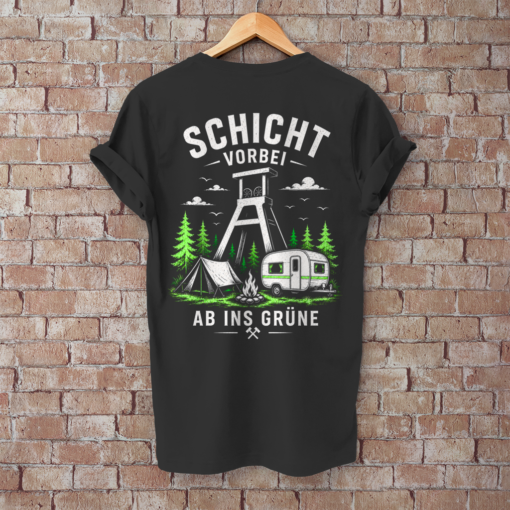 Herren T-Shirt, SCHICHT VORBEI AB INS GRÜNE