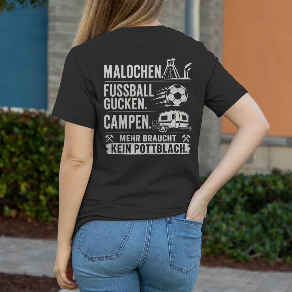 MALOCHEN FUSSBALL CAMPEN Damen T-Shirt RUHRPOTTCAMPER POTTFREI