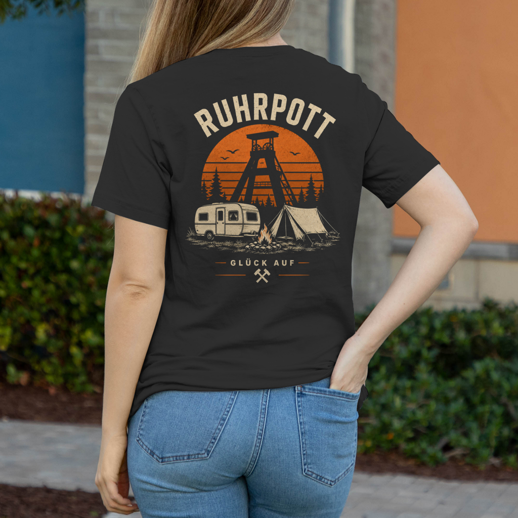 RUHRPOTT GLÜCK AUF Damen T-Shirt RUHRPOTTCAMPERVPOTTFREI