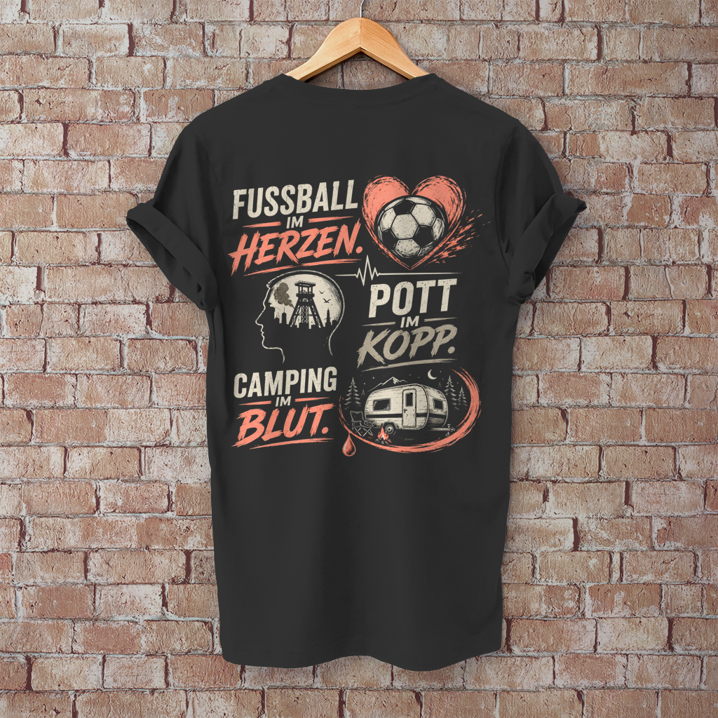FUSSBALL IM HERZEN – POTT IM KOPF - Herren T-Shirt, POTTFREI