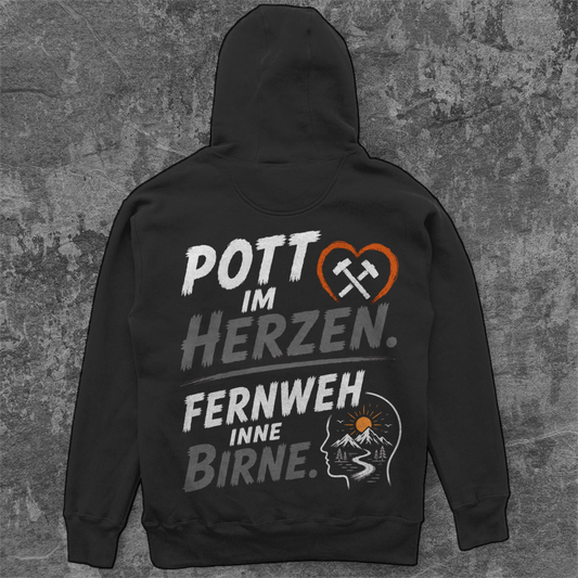 POTT IM HERZEN. FERNWEH INNE BIRNE  Camping Hoodie - Unisex Oversize Hoodie Pottfrei