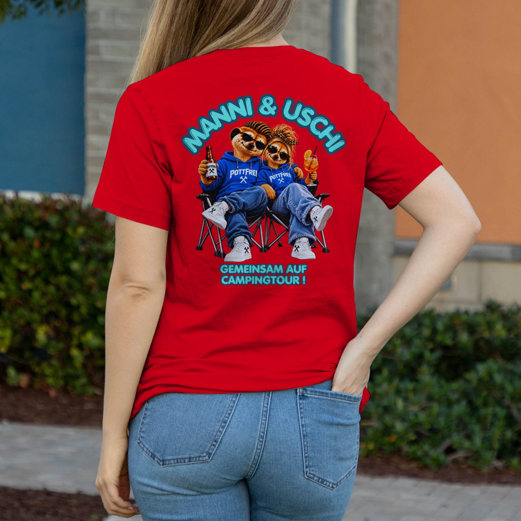 MANNI & USCHI – GEMEINSAM AUF CAMPINGTOUR! - Damen T-Shirt POTTFREI
