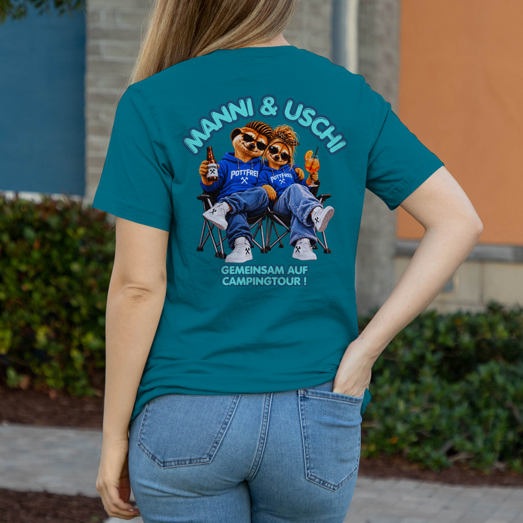 MANNI & USCHI – GEMEINSAM AUF CAMPINGTOUR! - Damen T-Shirt POTTFREI