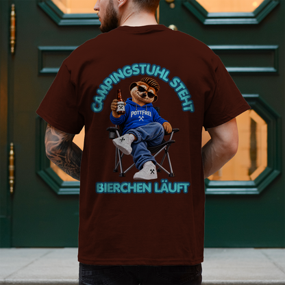 CAMPINGSTUHL STEHT - BIERCHEN LÄUFT - T-Shirt-Herren