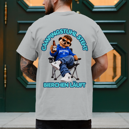 CAMPINGSTUHL STEHT - BIERCHEN LÄUFT - T-Shirt-Herren