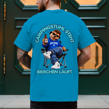 CAMPINGSTUHL STEHT - BIERCHEN LÄUFT - T-Shirt-Herren