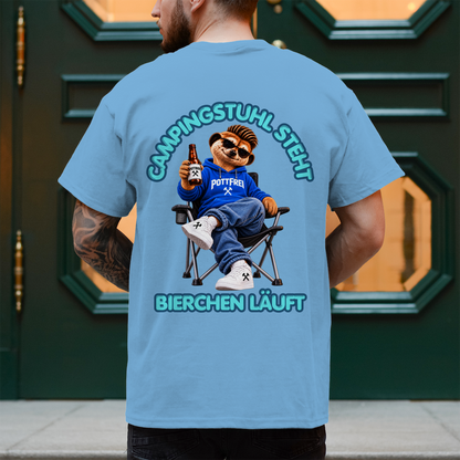 CAMPINGSTUHL STEHT - BIERCHEN LÄUFT - T-Shirt-Herren