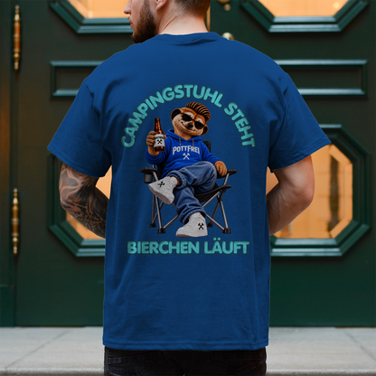 CAMPINGSTUHL STEHT - BIERCHEN LÄUFT - T-Shirt-Herren