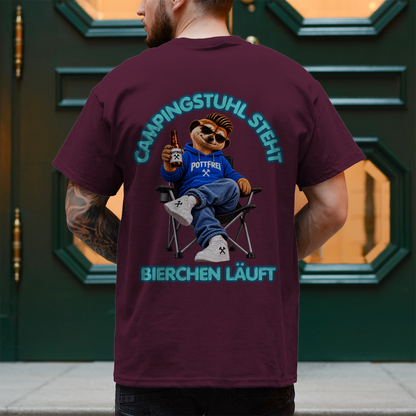CAMPINGSTUHL STEHT - BIERCHEN LÄUFT - T-Shirt-Herren