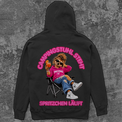 CAMPINGSTUHL STEHT - SPRITZCHEN LÄUFT -  Camping Unisex  Hoodie