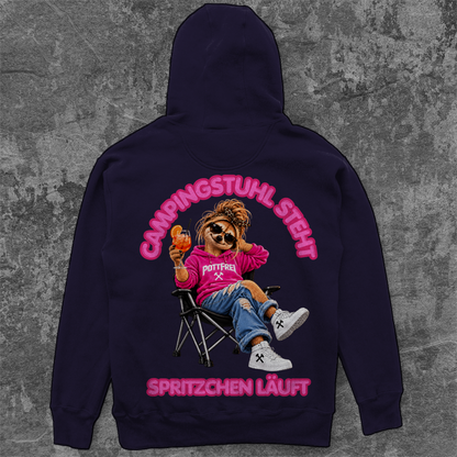 CAMPINGSTUHL STEHT - SPRITZCHEN LÄUFT -  Camping Unisex  Hoodie